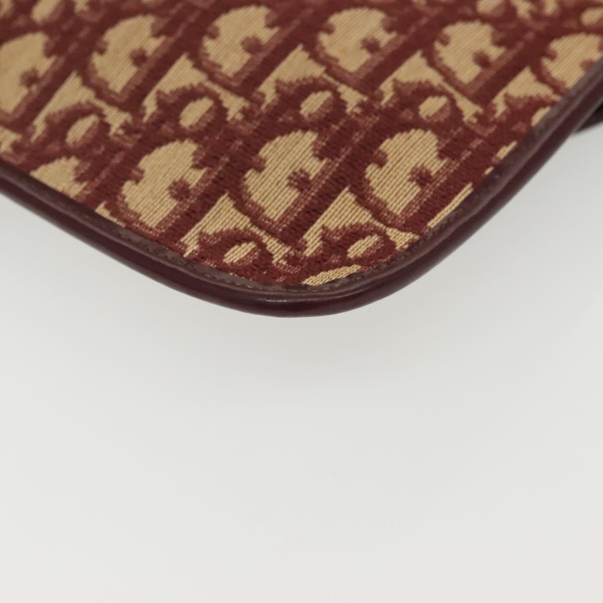 Christian Dior Trotter Canvas Clutch Bag Brown Gold Auth gh634