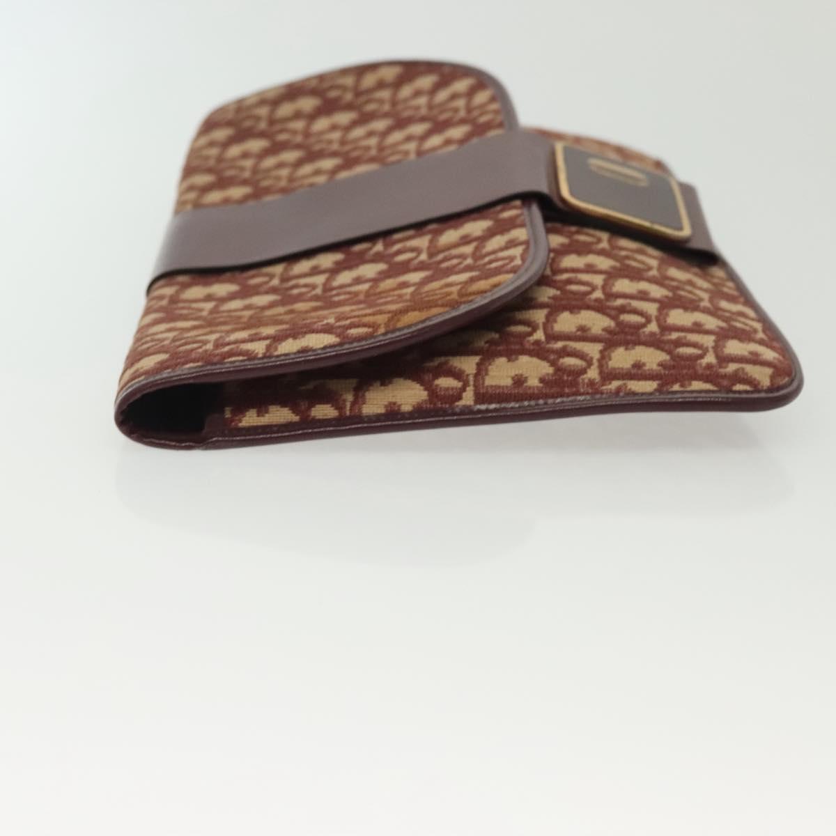 Christian Dior Trotter Canvas Clutch Bag Brown Gold Auth gh634