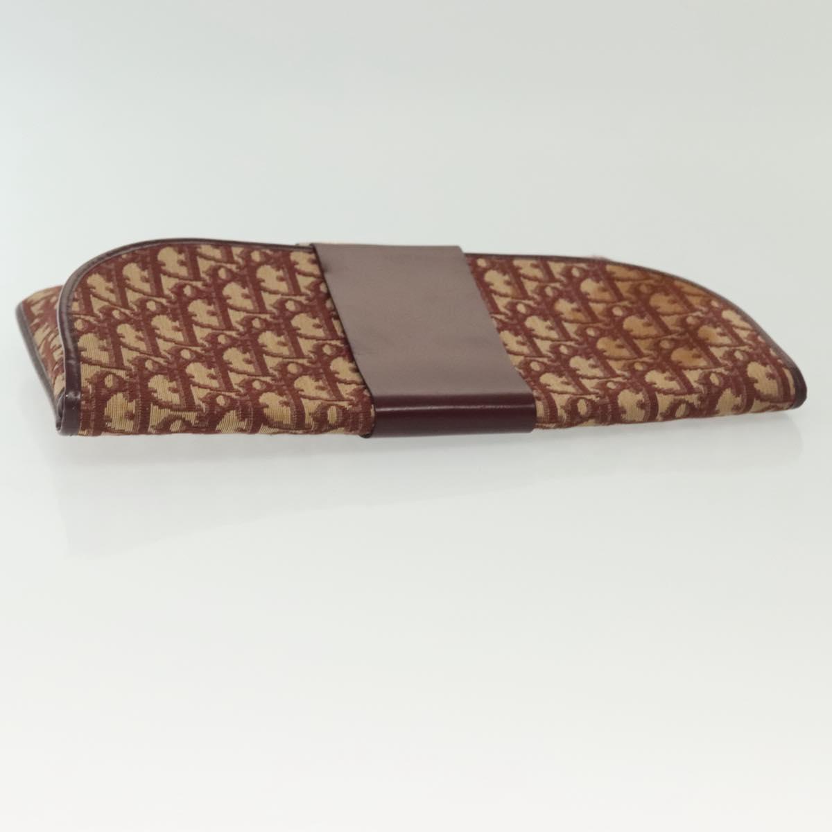 Christian Dior Trotter Canvas Clutch Bag Brown Gold Auth gh634