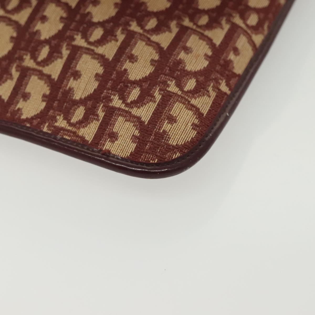 Christian Dior Trotter Canvas Clutch Bag Brown Gold Auth gh634