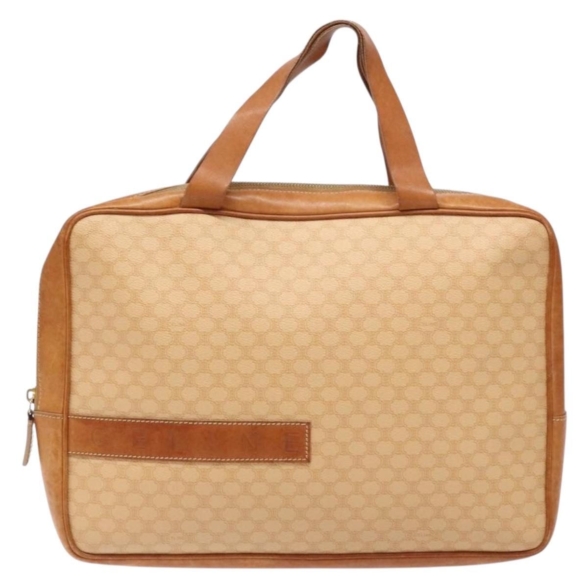 CELINE Macadam Canvas Hand Bag PVC Beige Gold Auth gh636