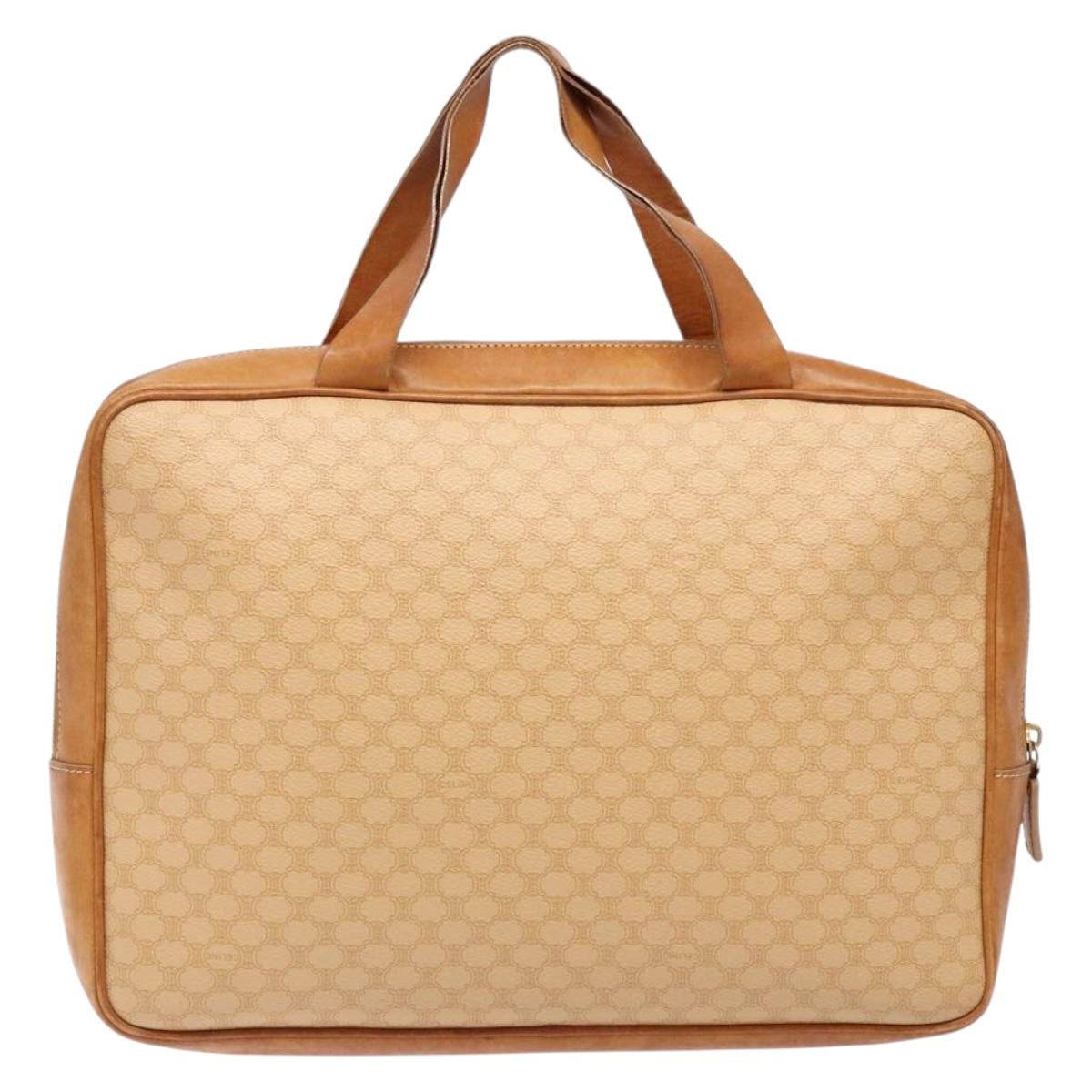 CELINE Macadam Canvas Hand Bag PVC Beige Gold Auth gh636