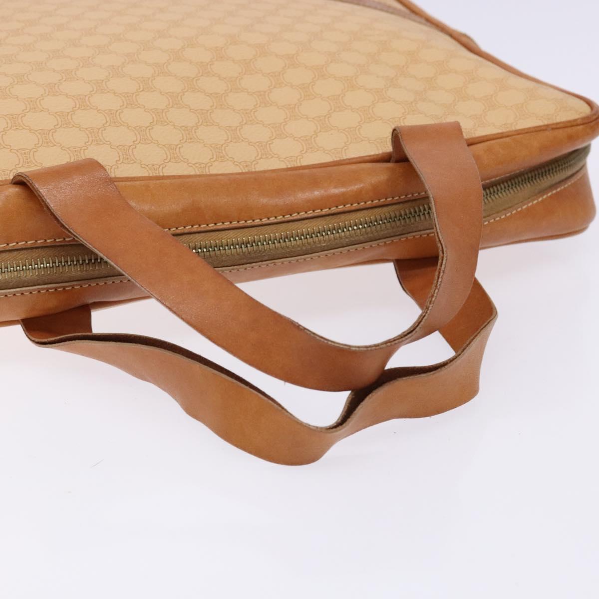 CELINE Macadam Canvas Hand Bag PVC Beige Gold Auth gh636