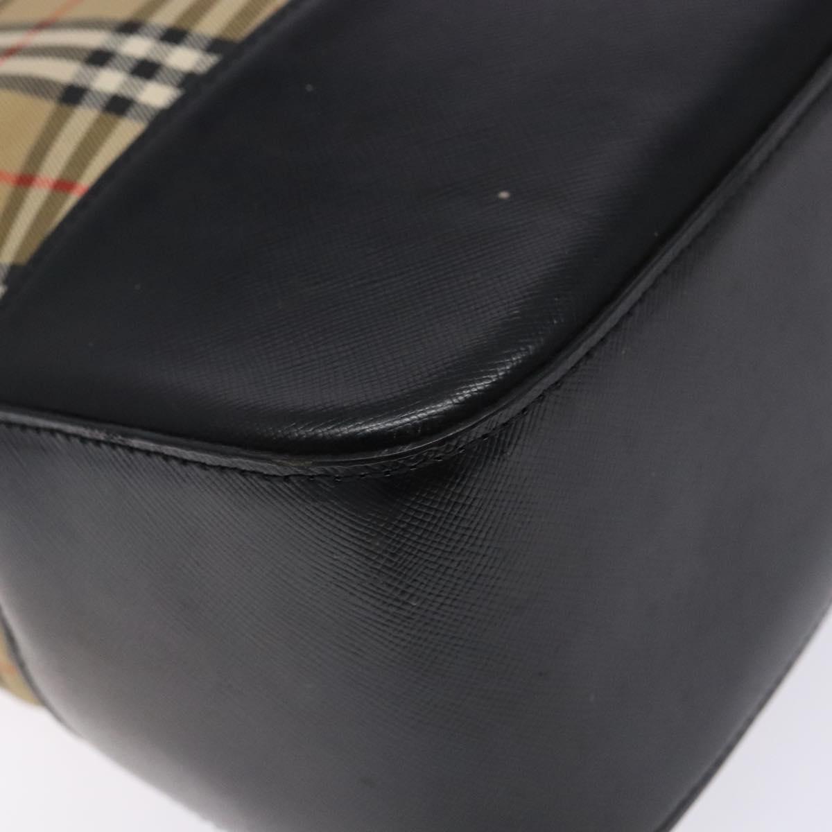 Burberrys Nova Check Tote Bag Canvas Leather Beige Gold Auth gh641