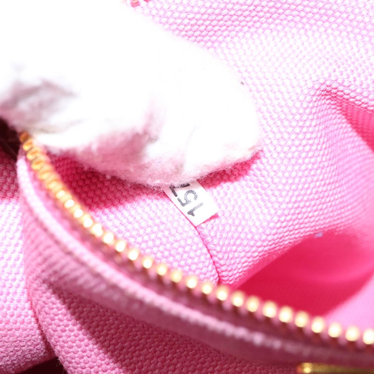 PRADA Canapa MM Hand Bag Canvas Pink Gold Auth gh649