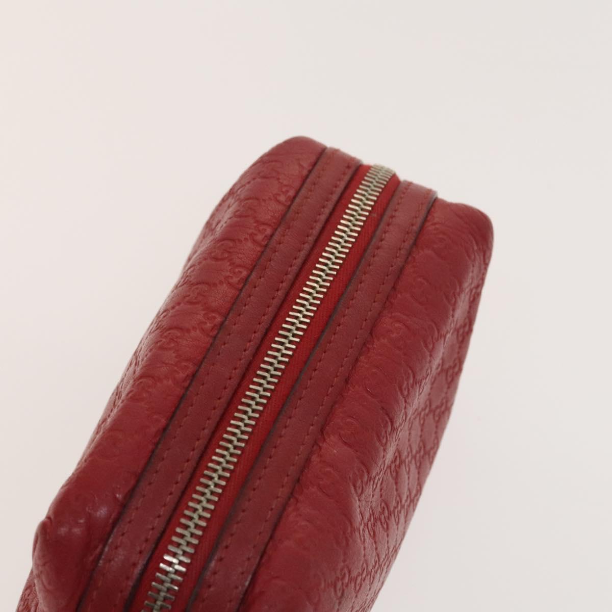 GUCCI GG Canvas Pouch Leather 3Set Beige Red Auth gh650