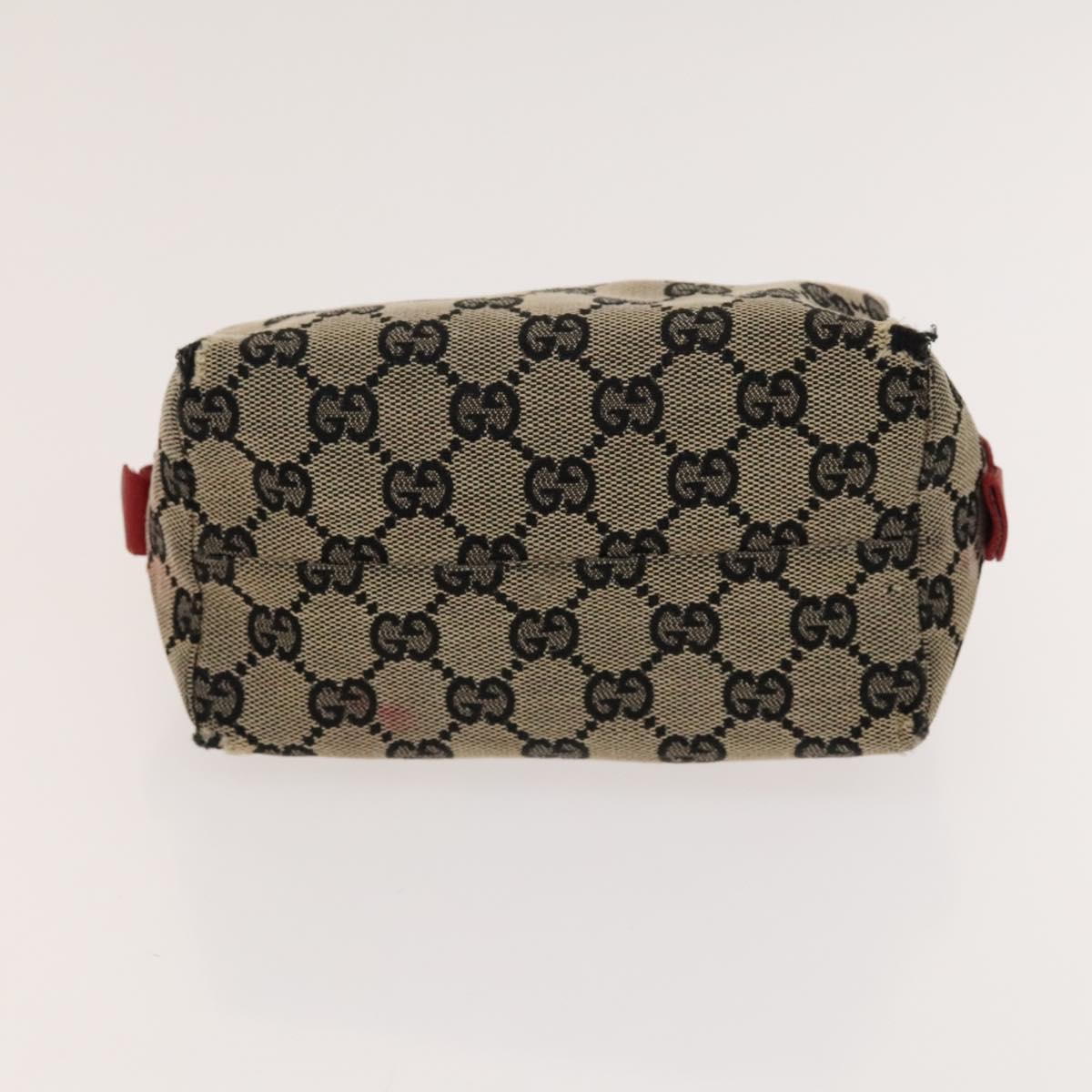 GUCCI GG Canvas Pouch Leather 3Set Beige Red Auth gh650