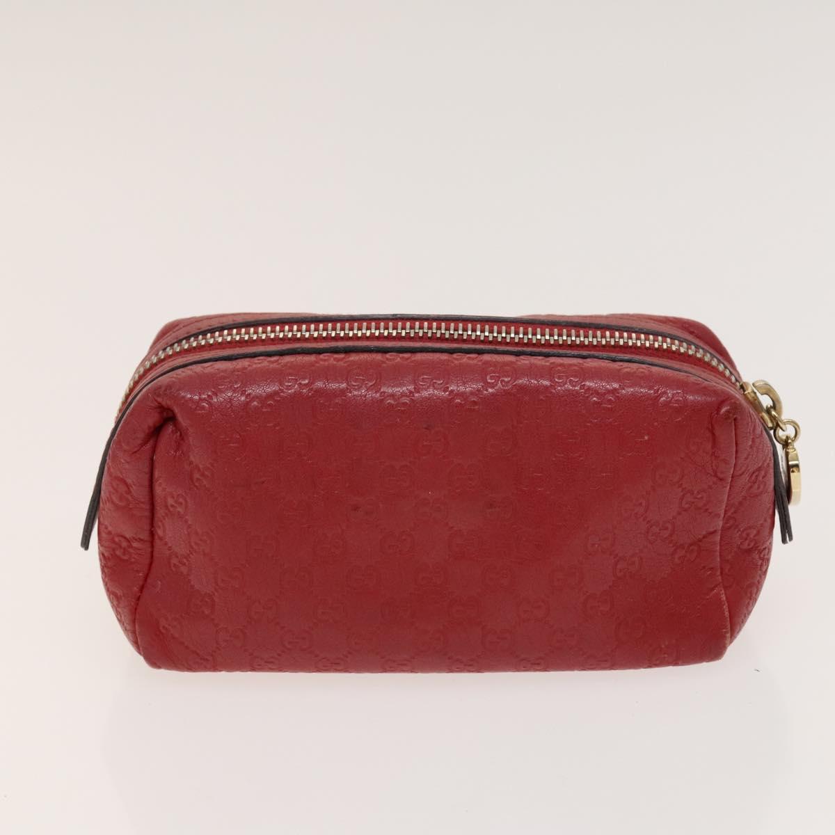 GUCCI GG Canvas Pouch Leather 3Set Beige Red Auth gh650