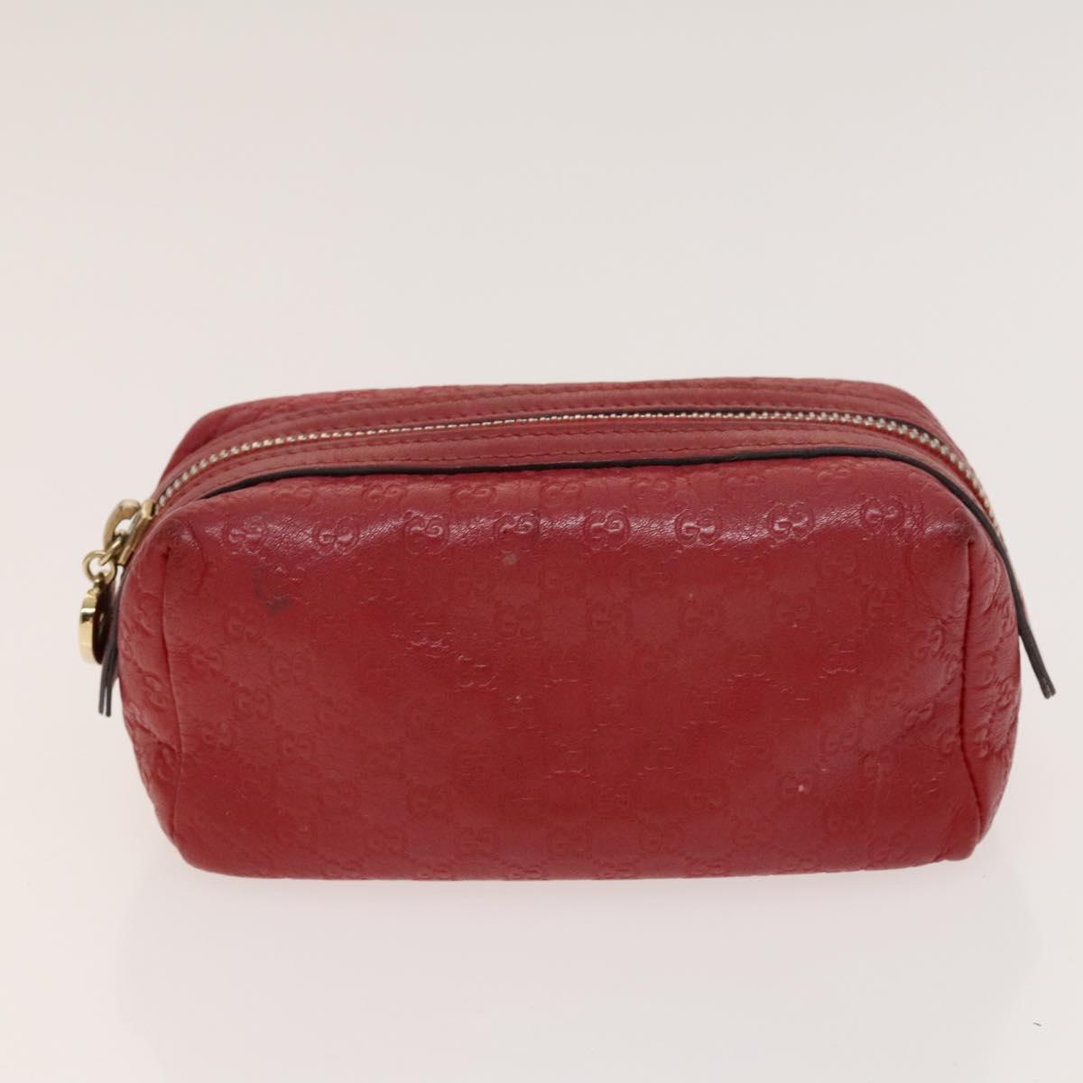 GUCCI GG Canvas Pouch Leather 3Set Beige Red Auth gh650