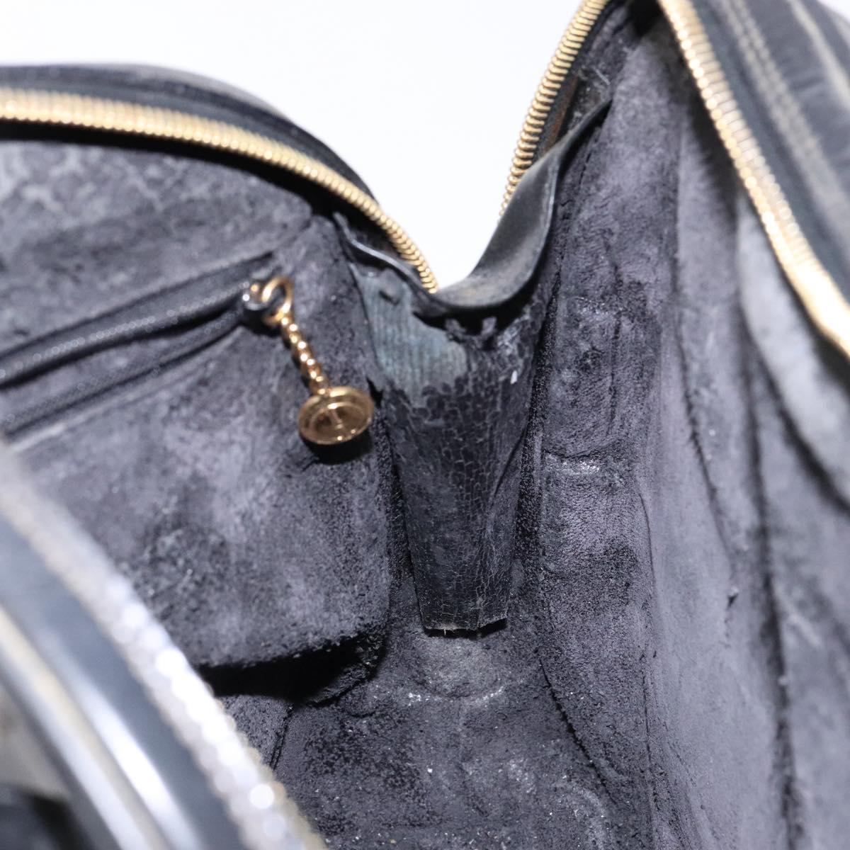 GUCCI Bamboo Shoulder Bag Patent leather Black Gold Auth gh652
