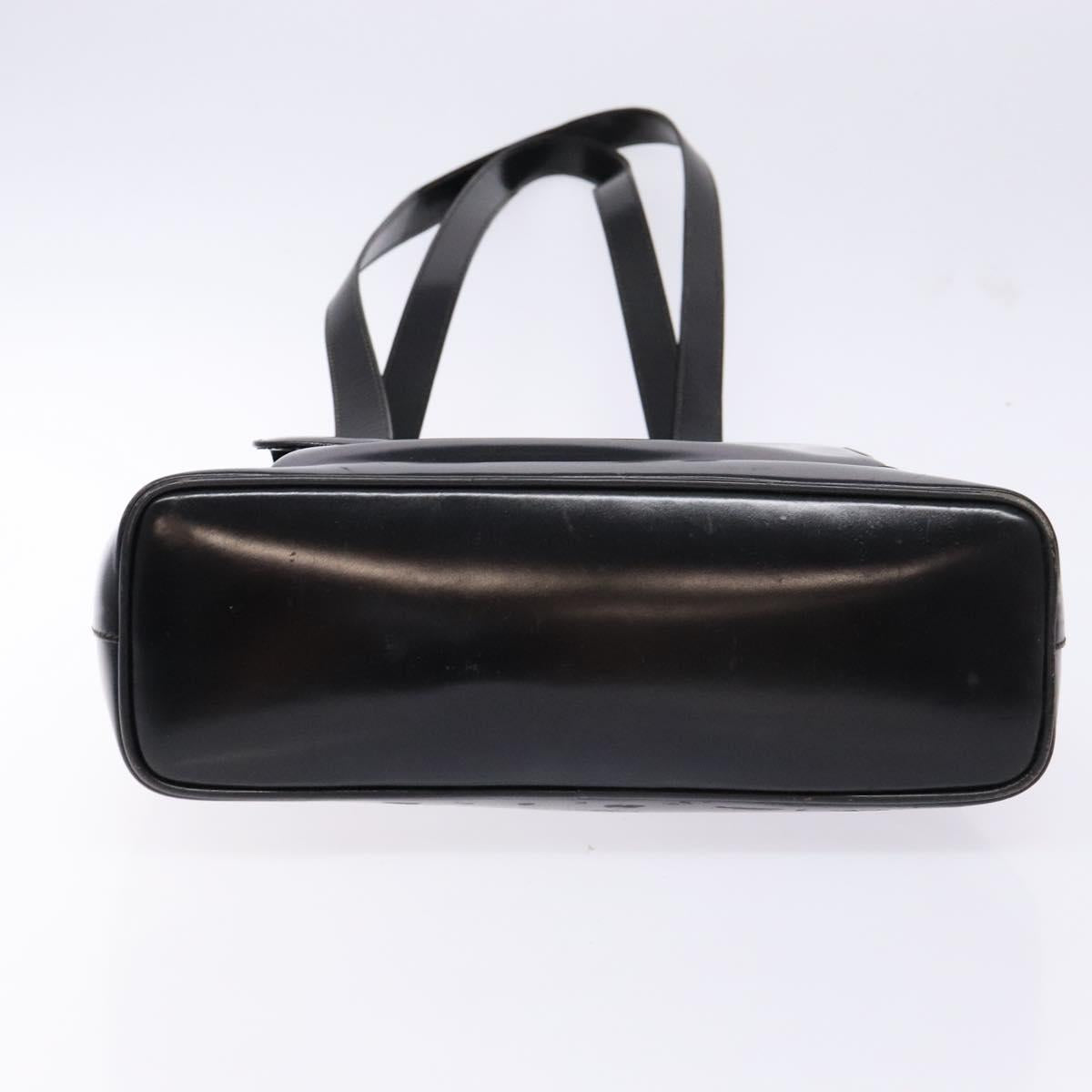 GUCCI Bamboo Shoulder Bag Patent leather Black Gold Auth gh652