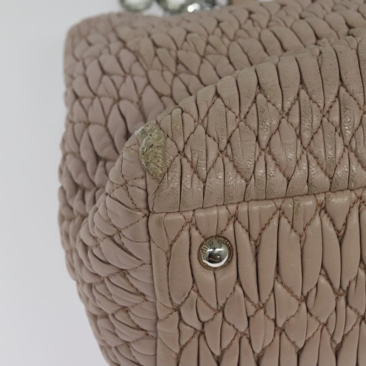 Miu Miu Matelasse Hand Bag Leather 2way Pink Silver Auth gh653