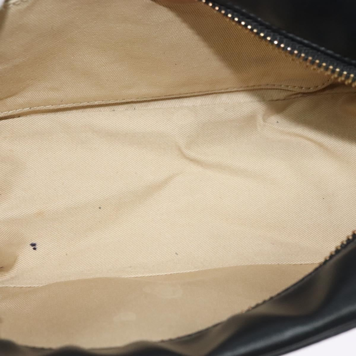 Chloe Shoulder Bag Leather Black Gold Auth gh654