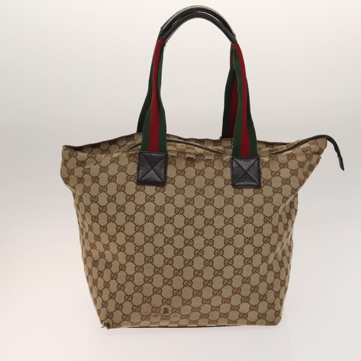 GUCCI GG Canvas Shoulder Bag 2Set Beige Silver Auth gh661