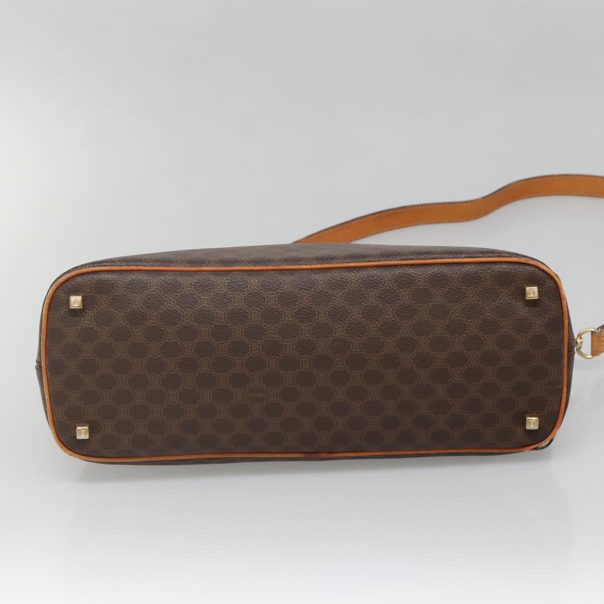 CELINE Macadam Canvas Hand Bag PVC Leather 2way Brown Gold Auth gh663