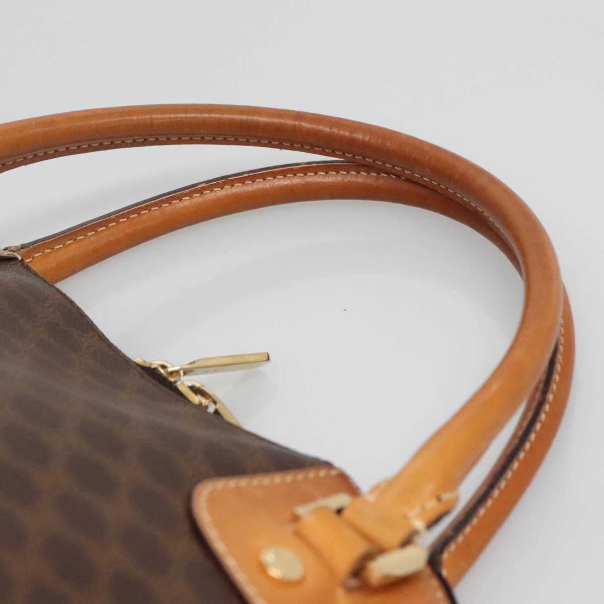 CELINE Macadam Canvas Hand Bag PVC Leather 2way Brown Gold Auth gh663