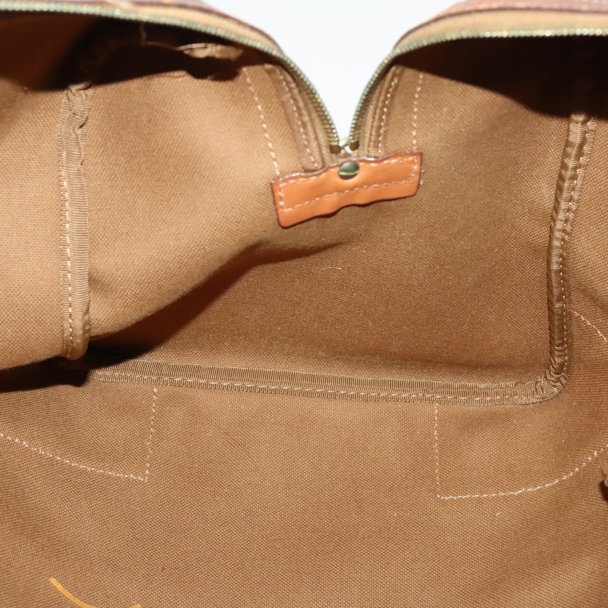 CELINE Macadam Canvas Boston Bag PVC Brown Gold Auth gh671