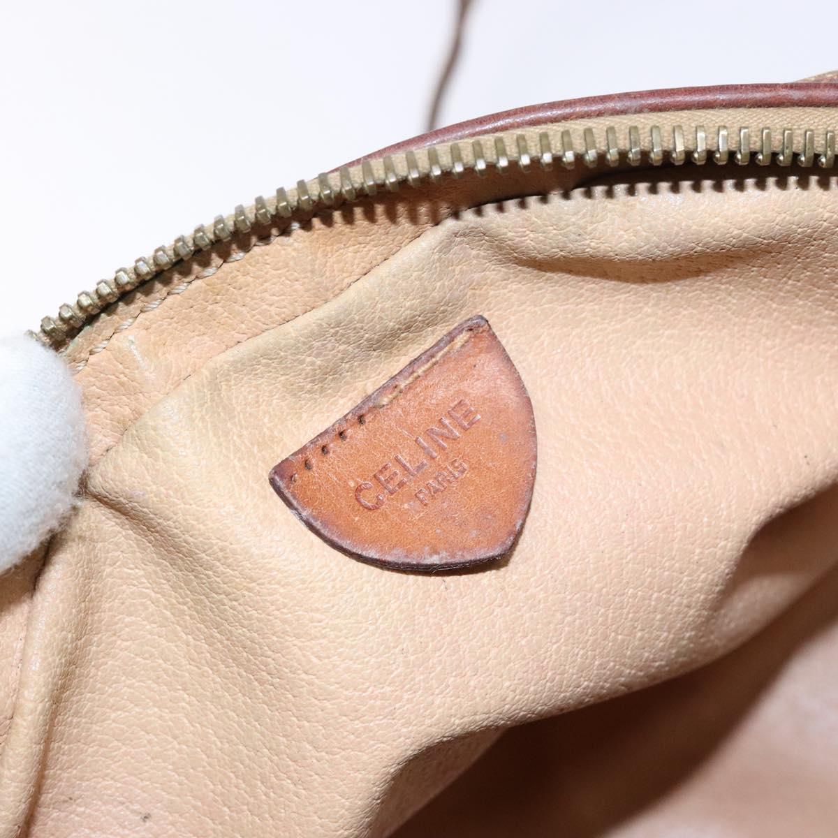 CELINE Macadam Canvas Shoulder Bag PVC Beige Gold Auth gh675