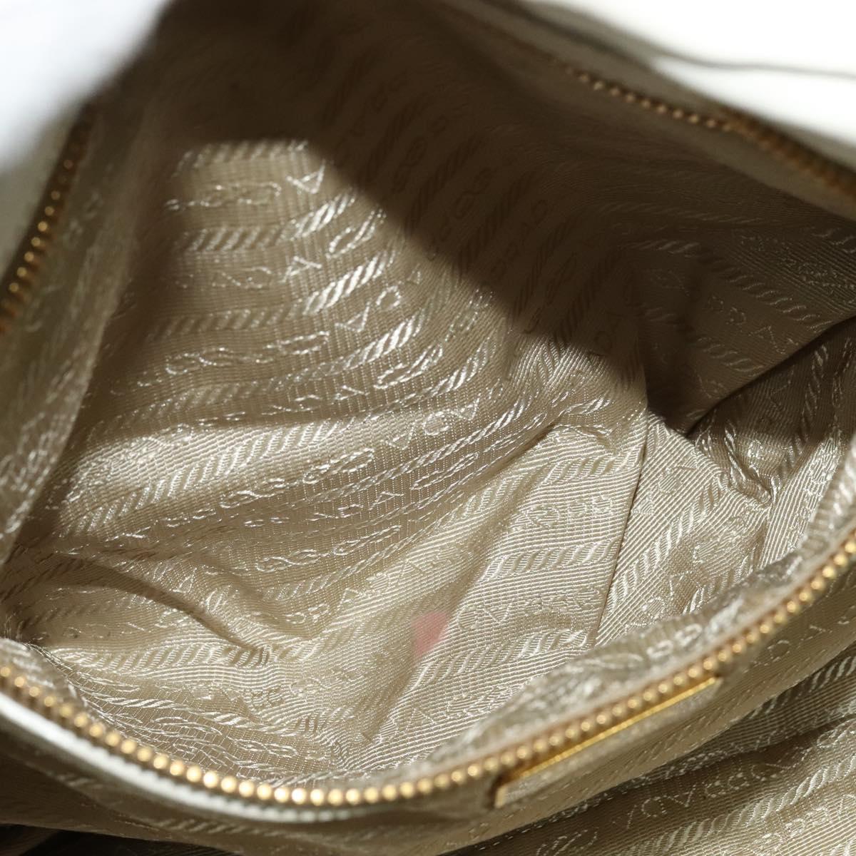 PRADA Hand Bag Leather 2way White Gold Auth gh676