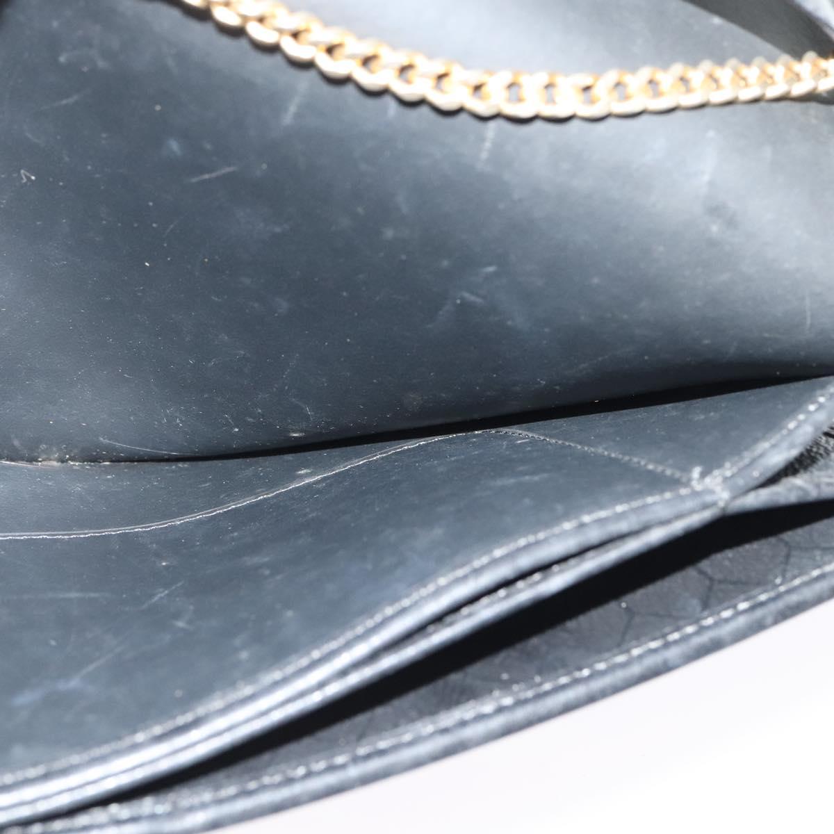 Christian Dior Honeycomb Canvas Chain Shoulder Bag PVC Black Gold Auth gh680
