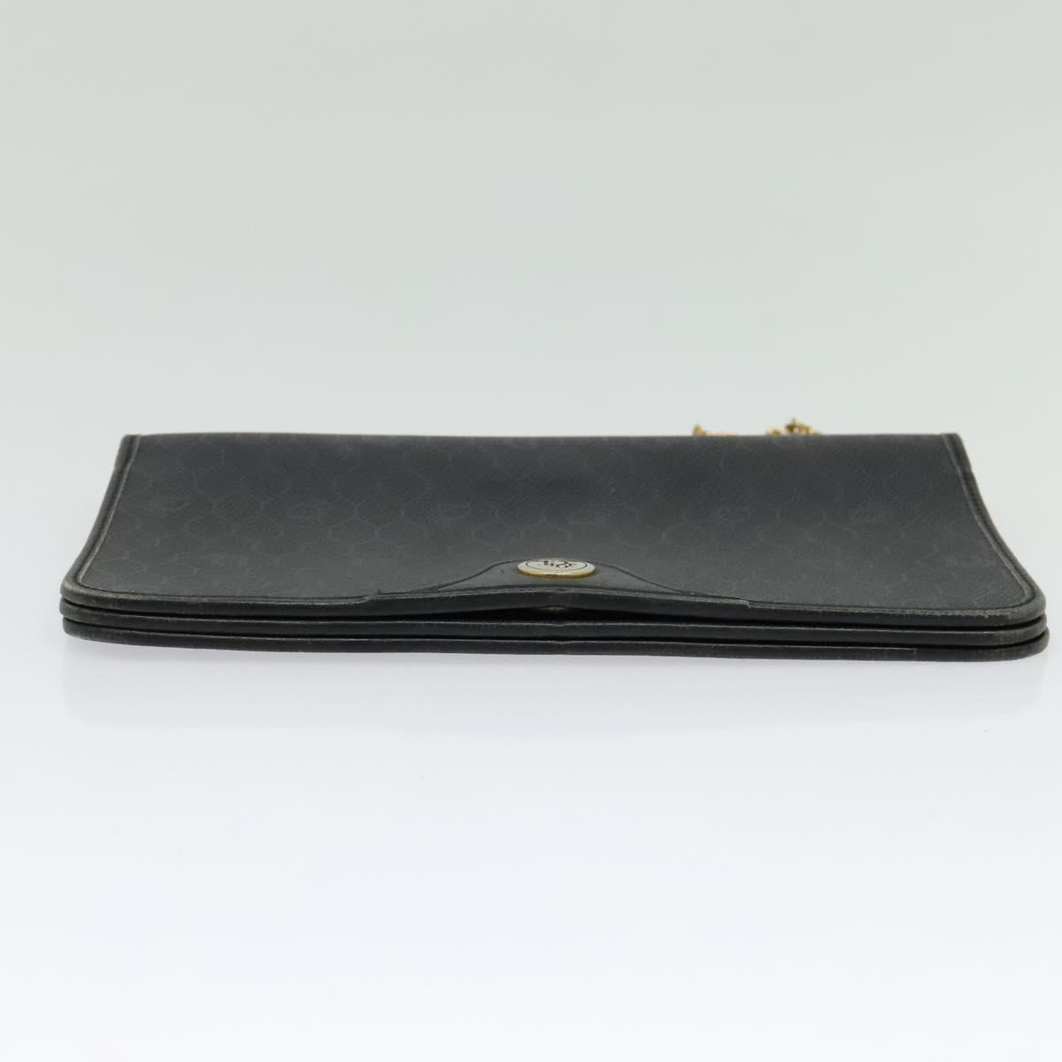 Christian Dior Honeycomb Canvas Chain Shoulder Bag PVC Black Gold Auth gh680