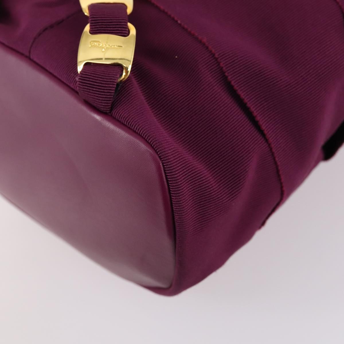 Salvatore Ferragamo Chain Backpack Canvas Purple Gold Auth gh681