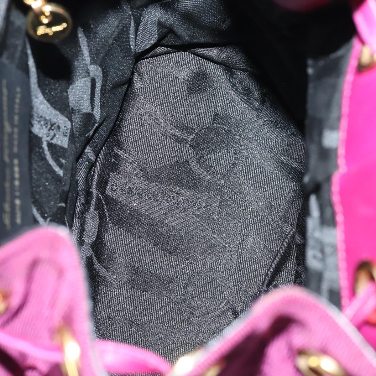 Salvatore Ferragamo Chain Backpack Canvas Purple Gold Auth gh681