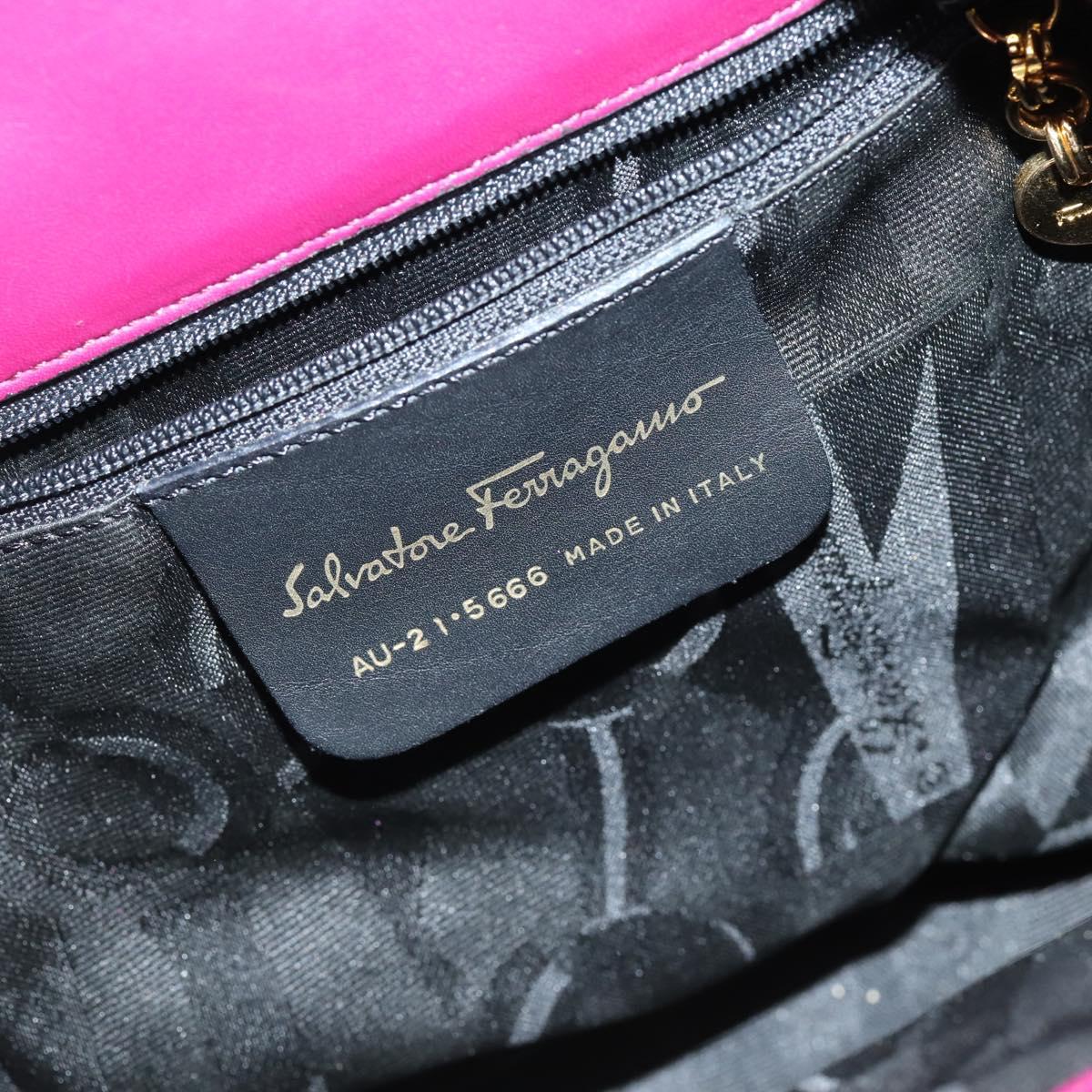 Salvatore Ferragamo Chain Backpack Canvas Purple Gold Auth gh681