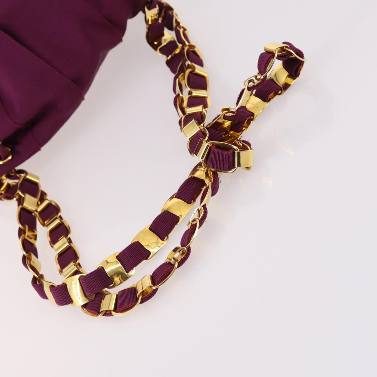 Salvatore Ferragamo Chain Backpack Canvas Purple Gold Auth gh681