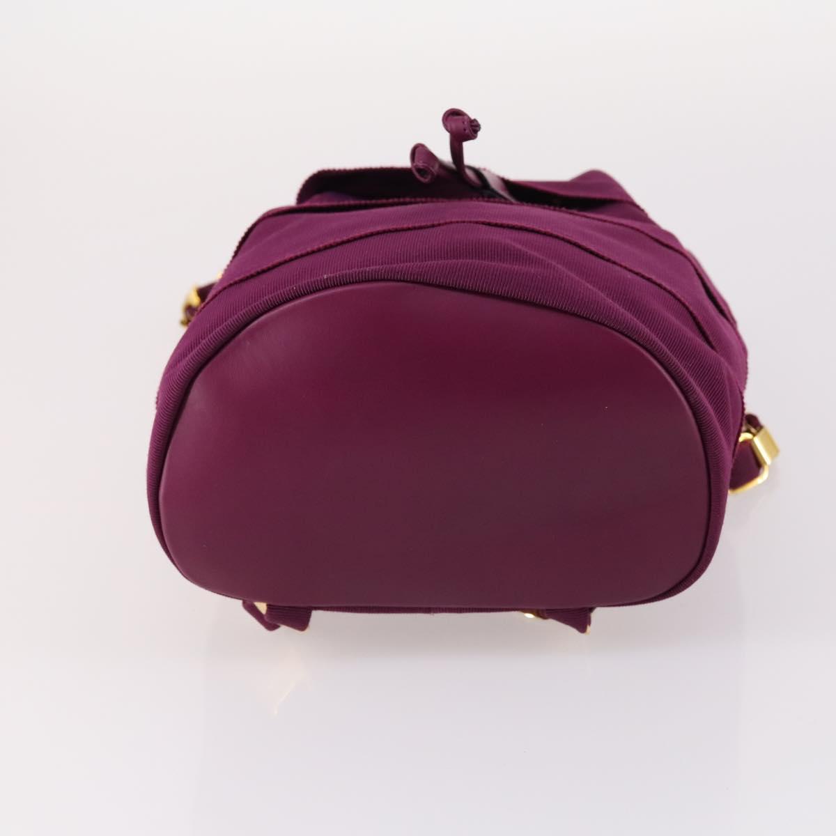 Salvatore Ferragamo Chain Backpack Canvas Purple Gold Auth gh681