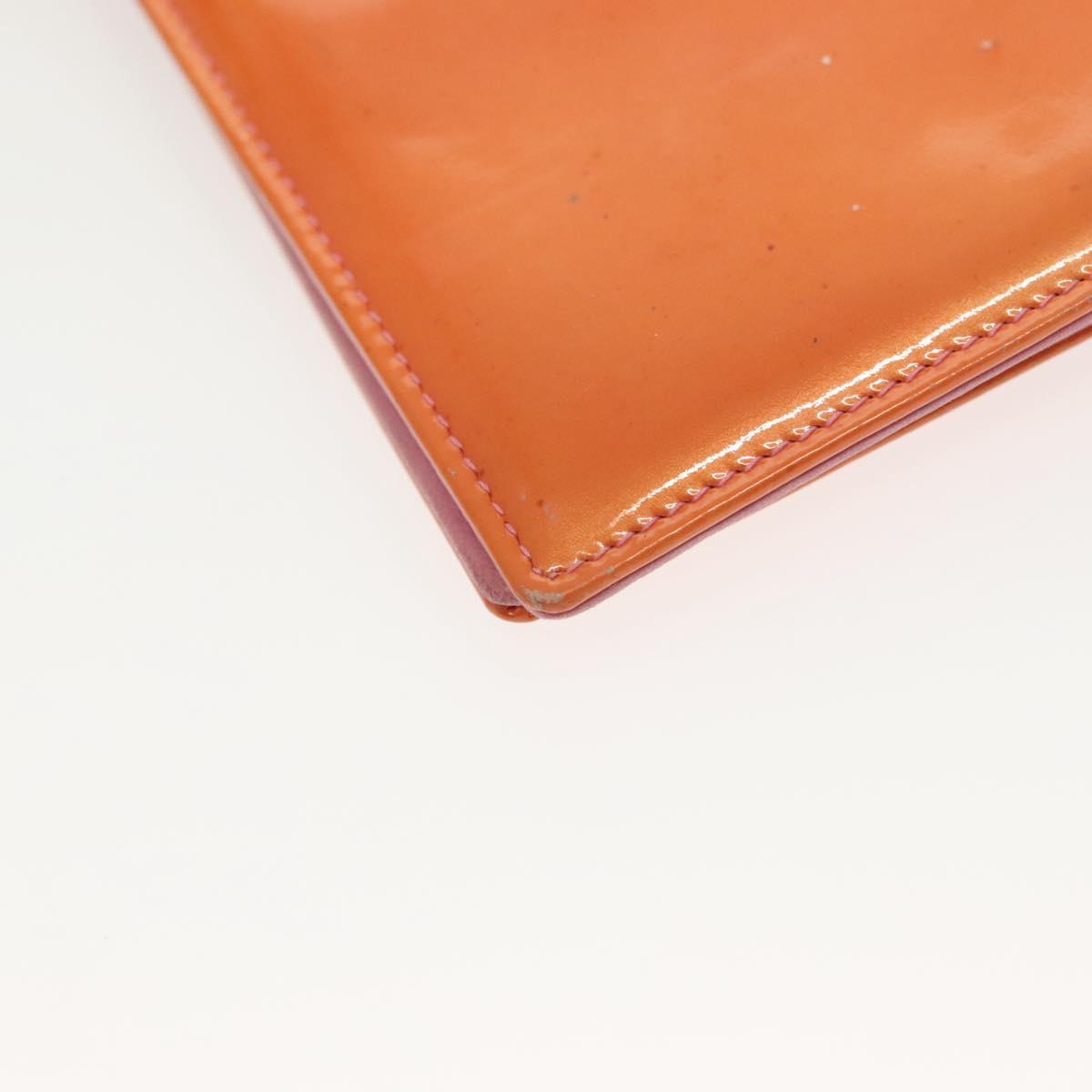 CHANEL COCO Mark Card Case Enamel Orange CC Auth gh686