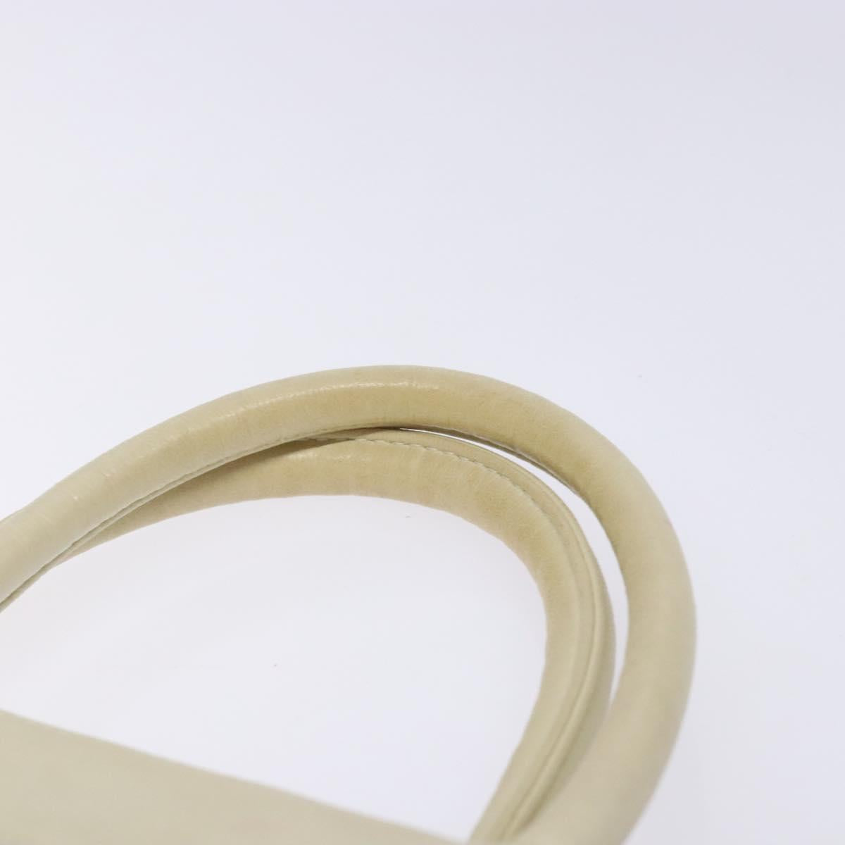 PRADA Tote Bag Leather White Silver Auth gh702