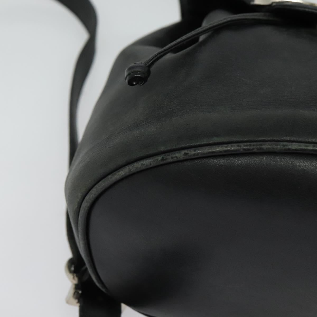 Salvatore Ferragamo Gancini Backpack Leather Black Silver Auth gh705