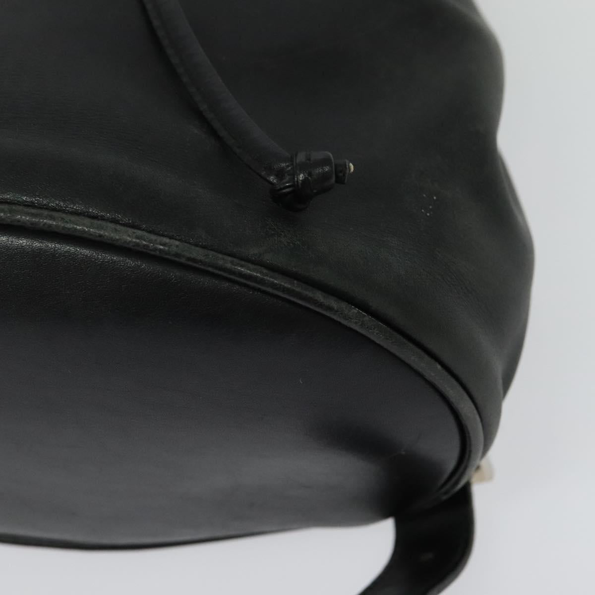 Salvatore Ferragamo Gancini Backpack Leather Black Silver Auth gh705