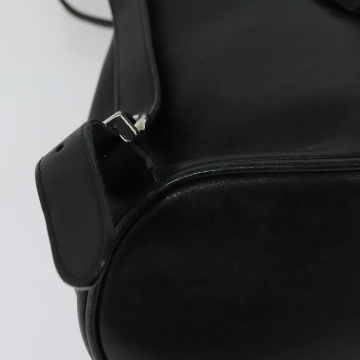 Salvatore Ferragamo Gancini Backpack Leather Black Silver Auth gh705