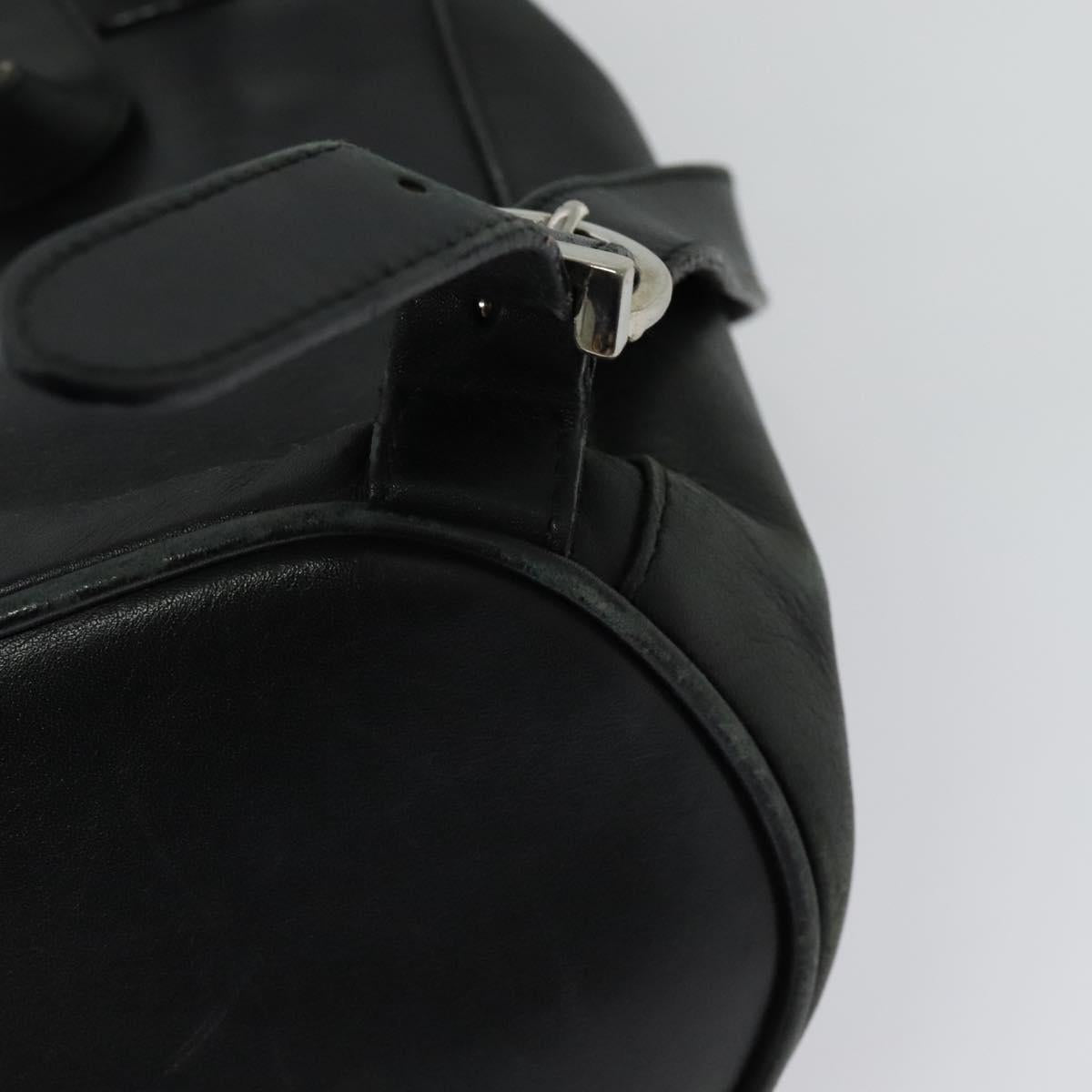 Salvatore Ferragamo Gancini Backpack Leather Black Silver Auth gh705