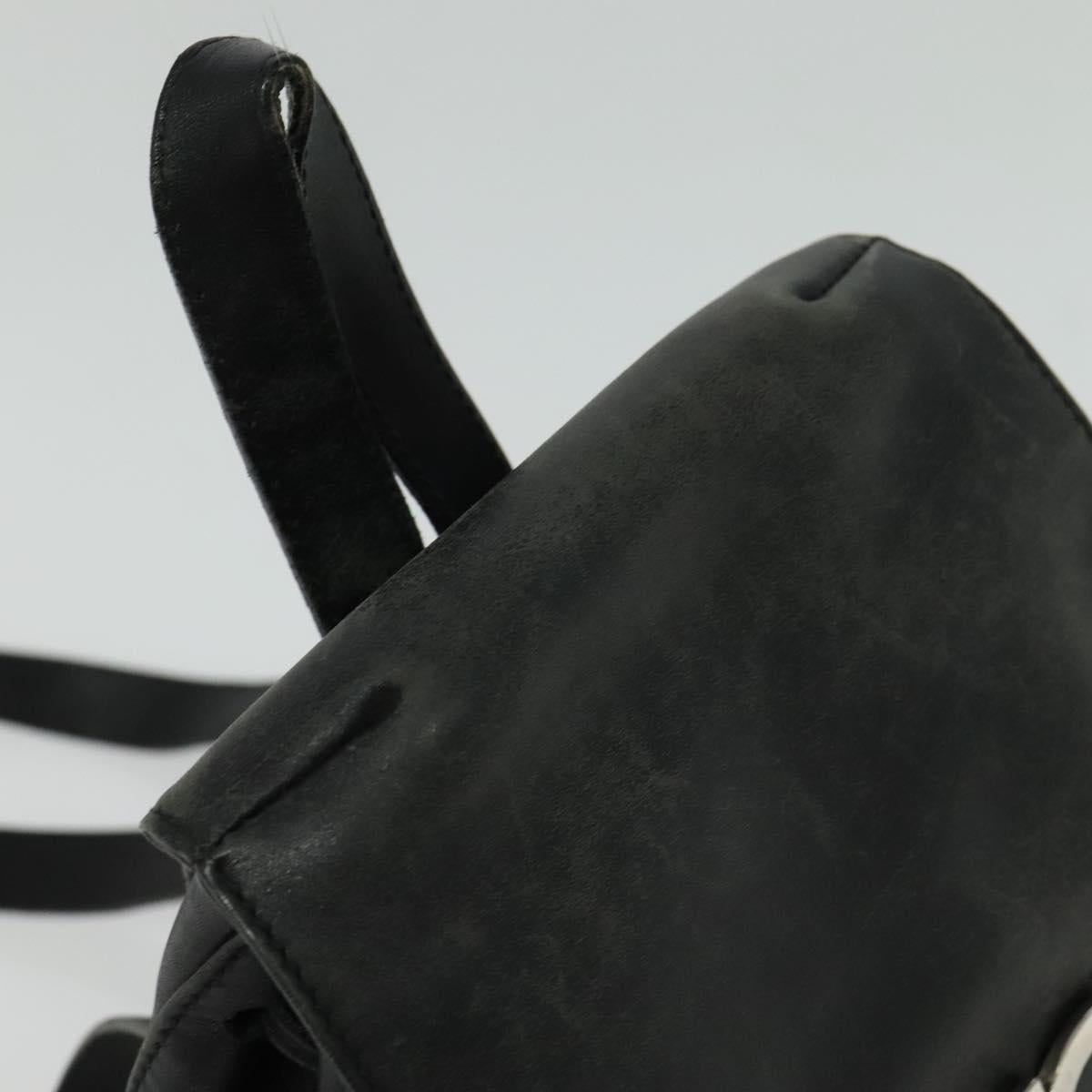 Salvatore Ferragamo Gancini Backpack Leather Black Silver Auth gh705