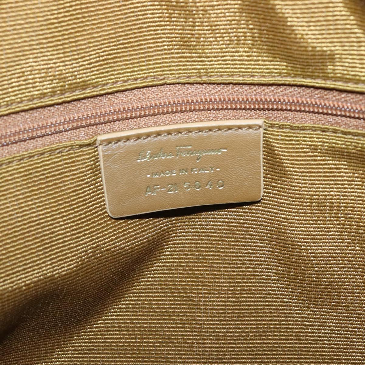 Salvatore Ferragamo Gancini Tote Bag Canvas Leather Light Blue Gold Auth gh706