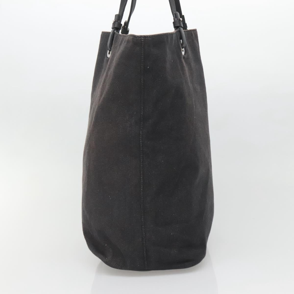 Salvatore Ferragamo Tote Bag Canvas Black Silver Auth gh708