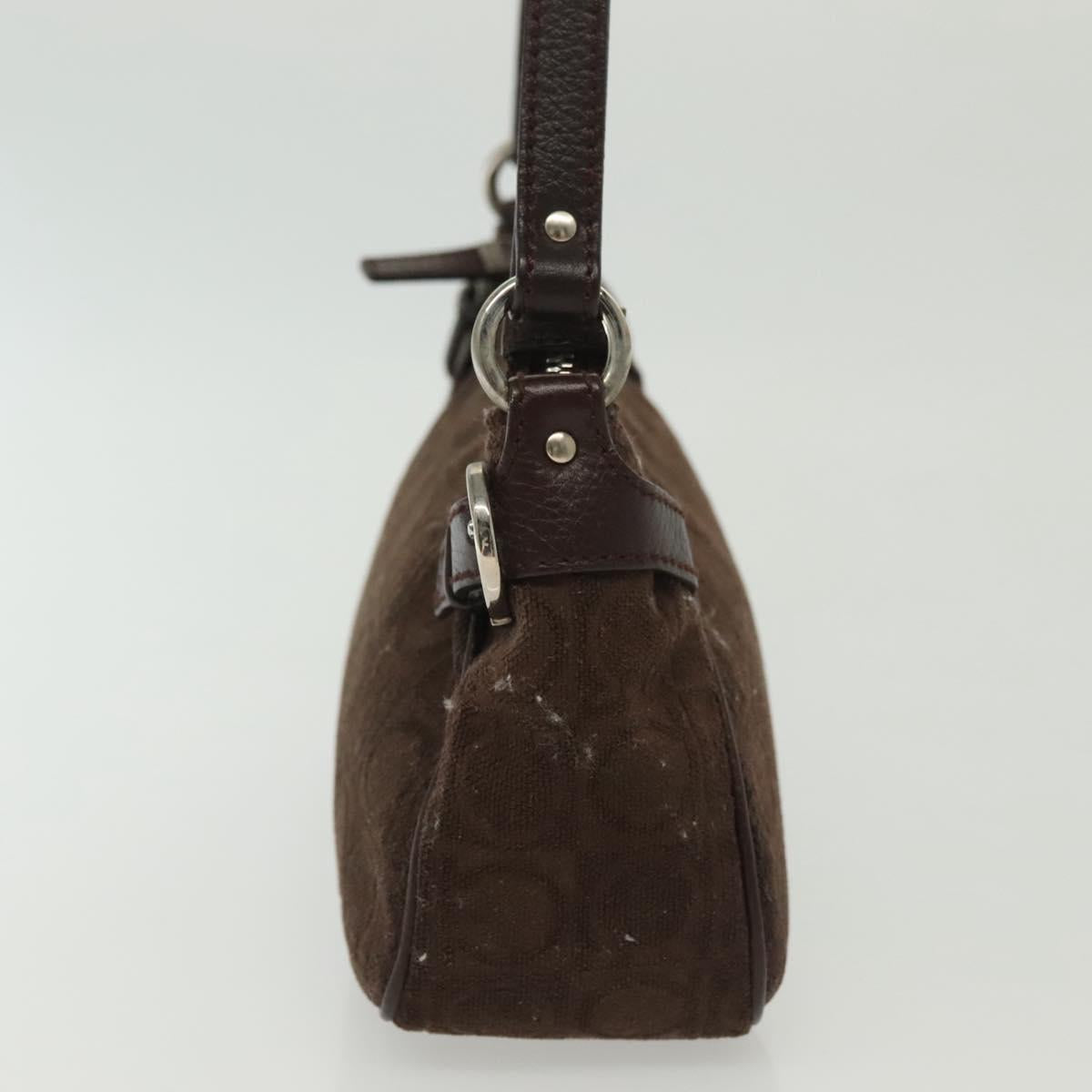 Salvatore Ferragamo Accessory Pouch Suede Brown Silver Auth gh716