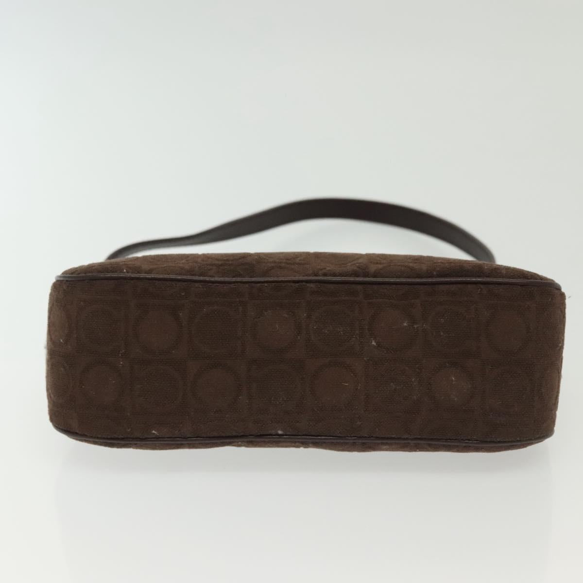 Salvatore Ferragamo Accessory Pouch Suede Brown Silver Auth gh716