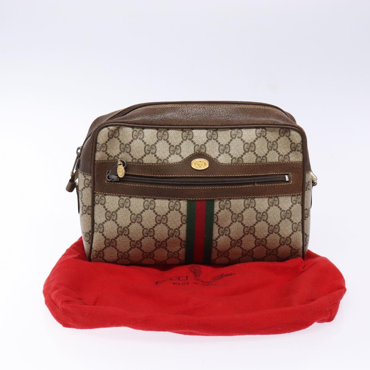 GUCCI GG Supreme Web Sherry Line Shoulder Bag PVC Beige 001 4071 5 Auth gh717
