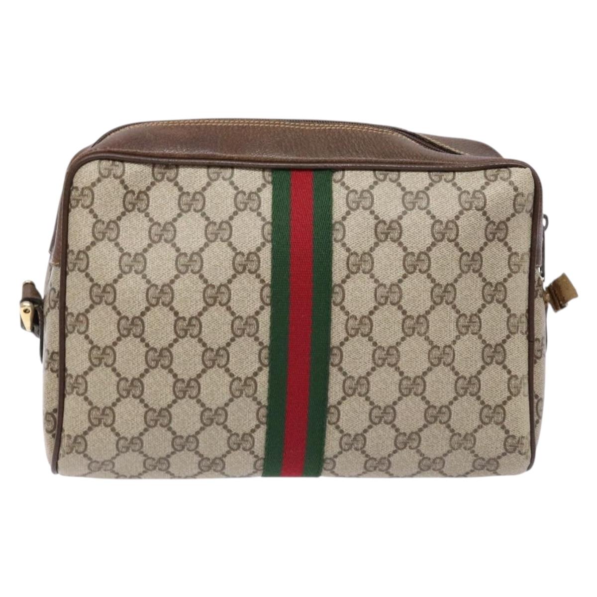 GUCCI GG Supreme Web Sherry Line Shoulder Bag PVC Beige 001 4071 5 Auth gh717