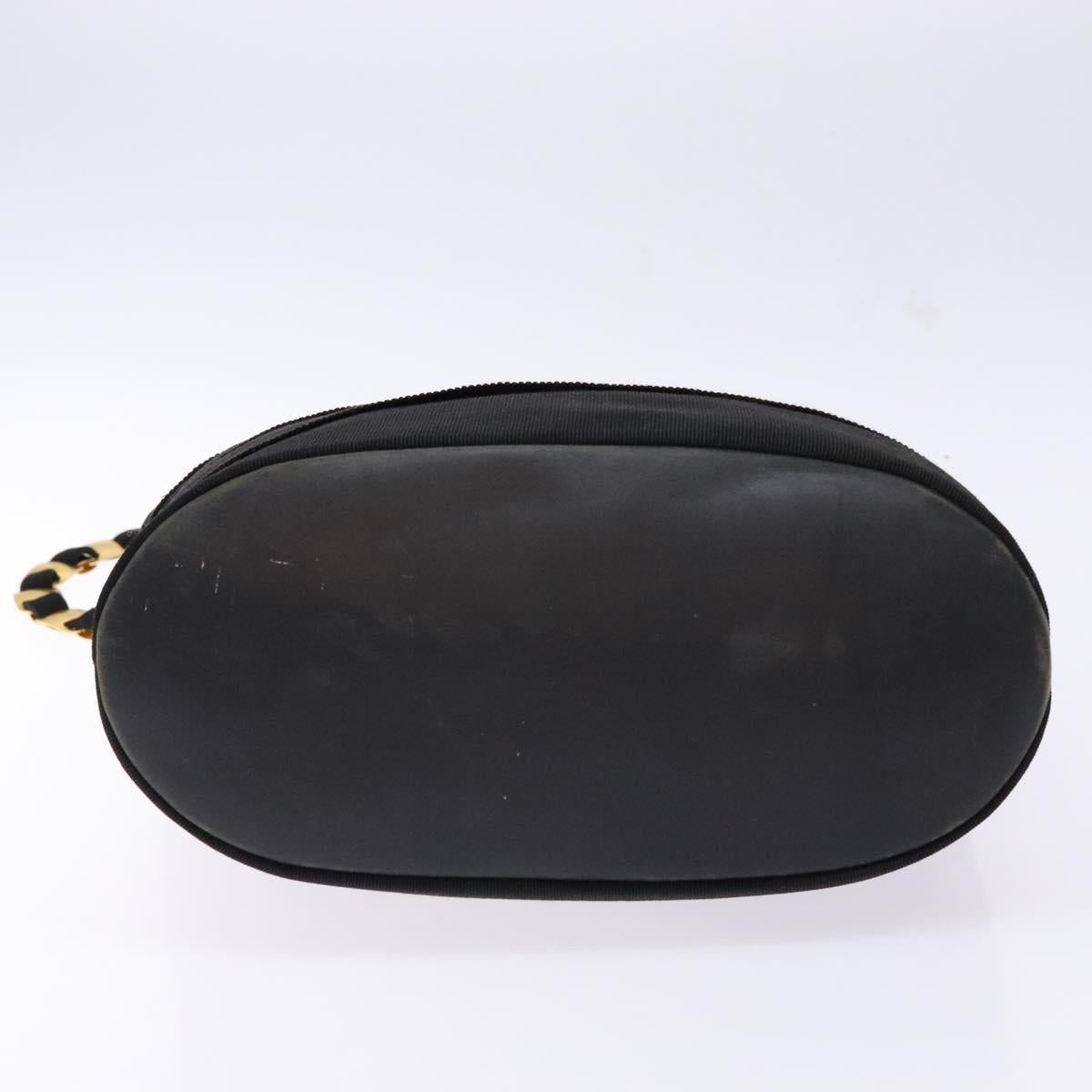 Salvatore Ferragamo Chain Shoulder Bag Canvas Black Gold Auth gh718