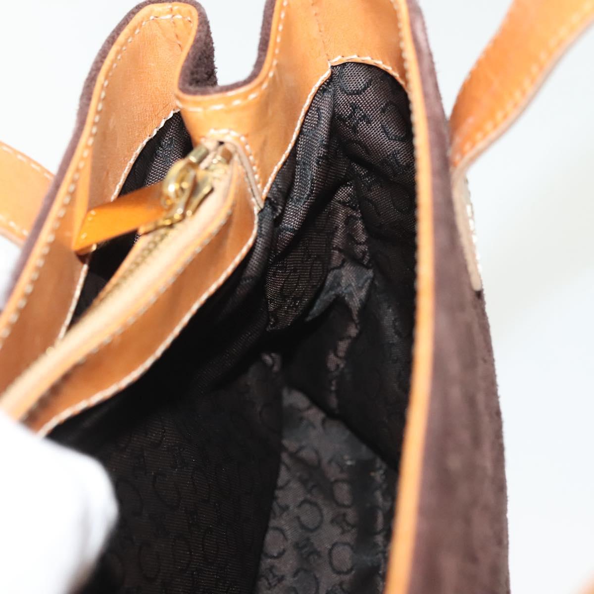 CELINE C Macadam Canvas Hand Bag Brown Gold Auth gh720