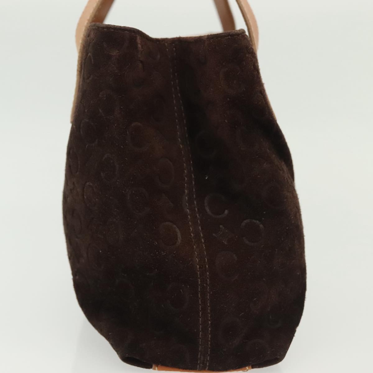 CELINE C Macadam Canvas Hand Bag Brown Gold Auth gh720