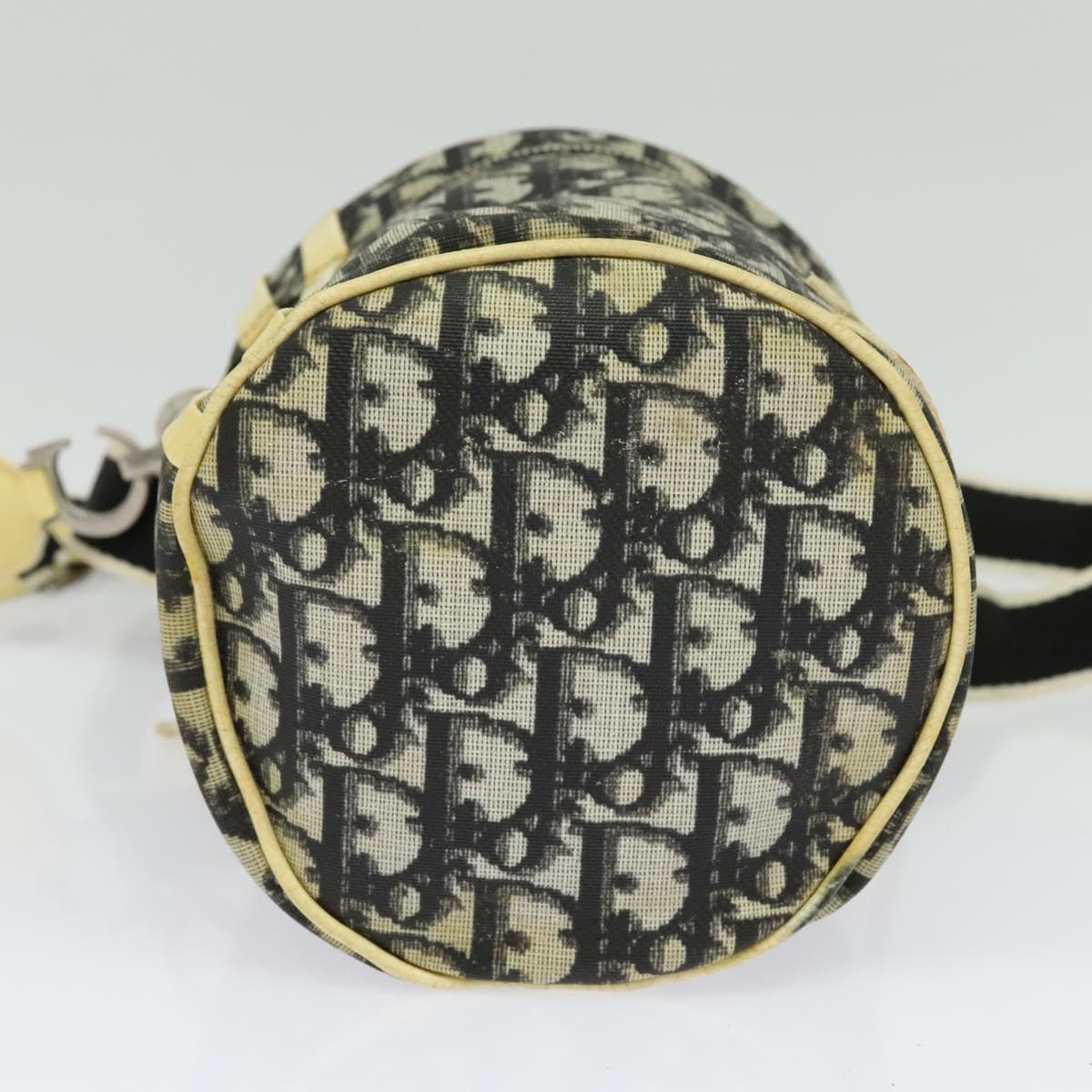 Christian Dior Trotter Canvas Shoulder Bag Black Silver Auth gh722