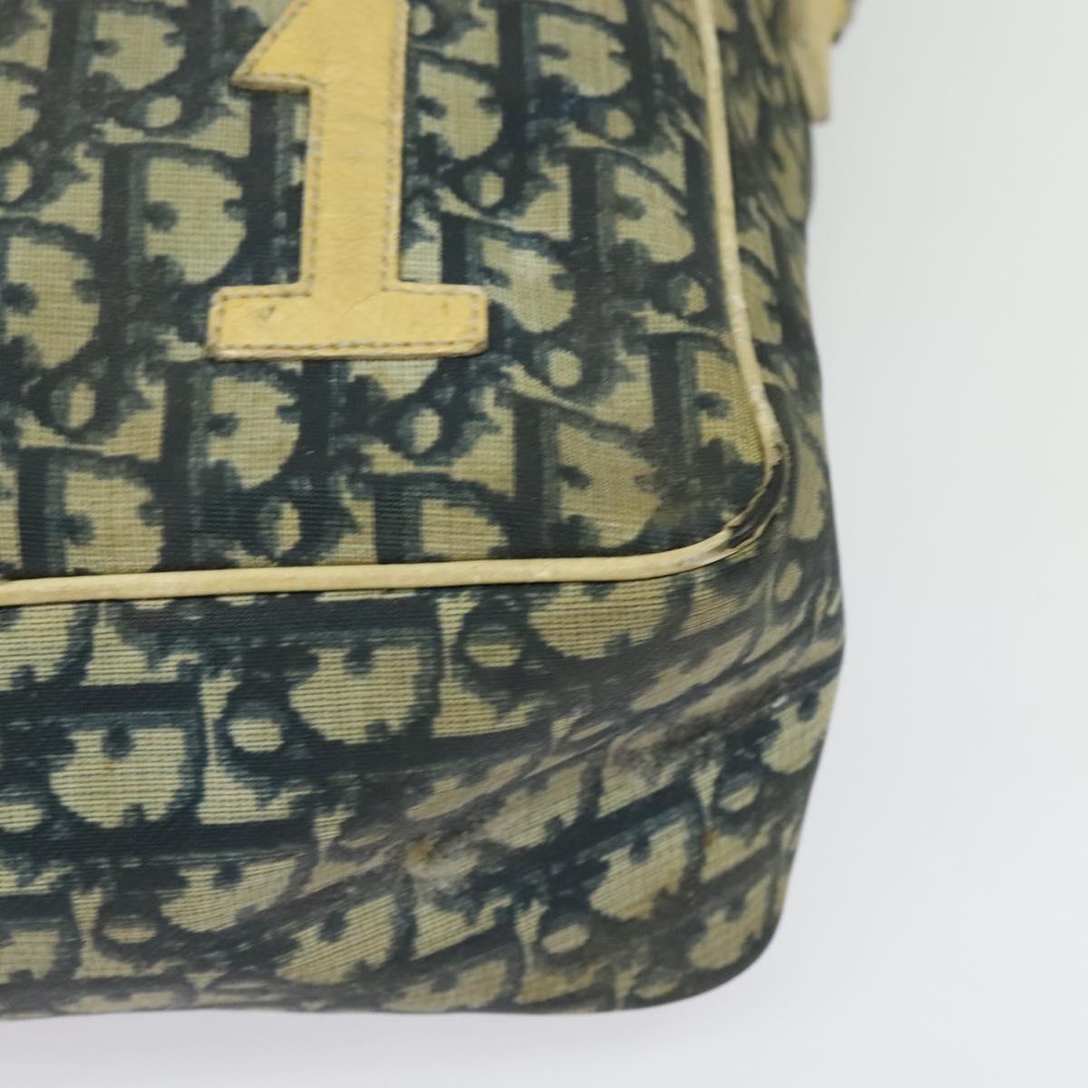 Christian Dior Trotter Canvas Shoulder Bag Navy Silver Auth gh726