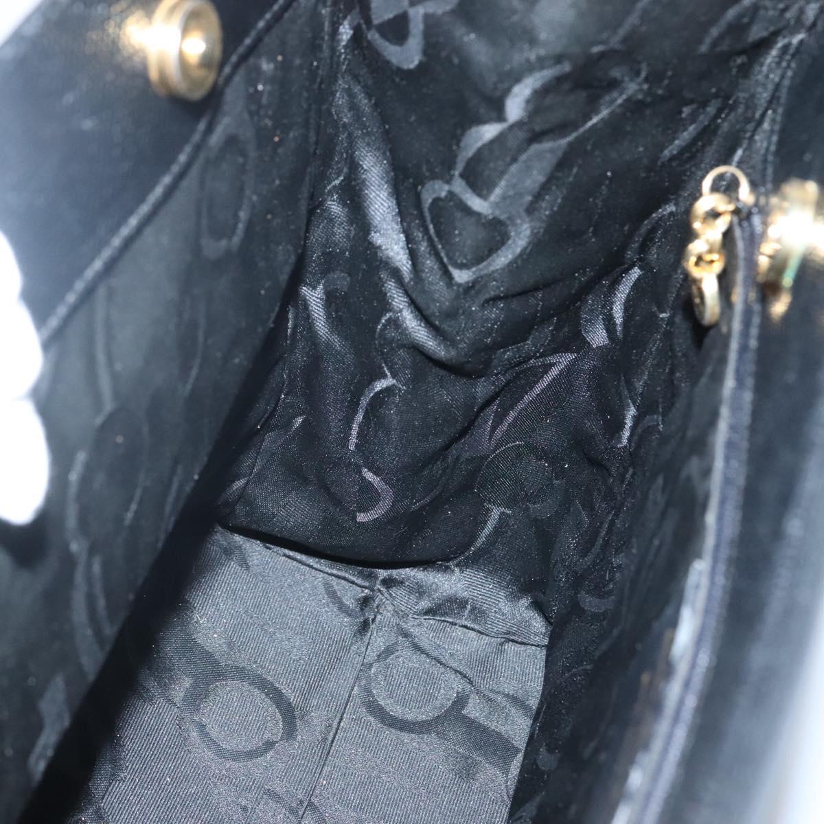 Salvatore Ferragamo Vala Tote Bag Leather Black Gold Auth gh727