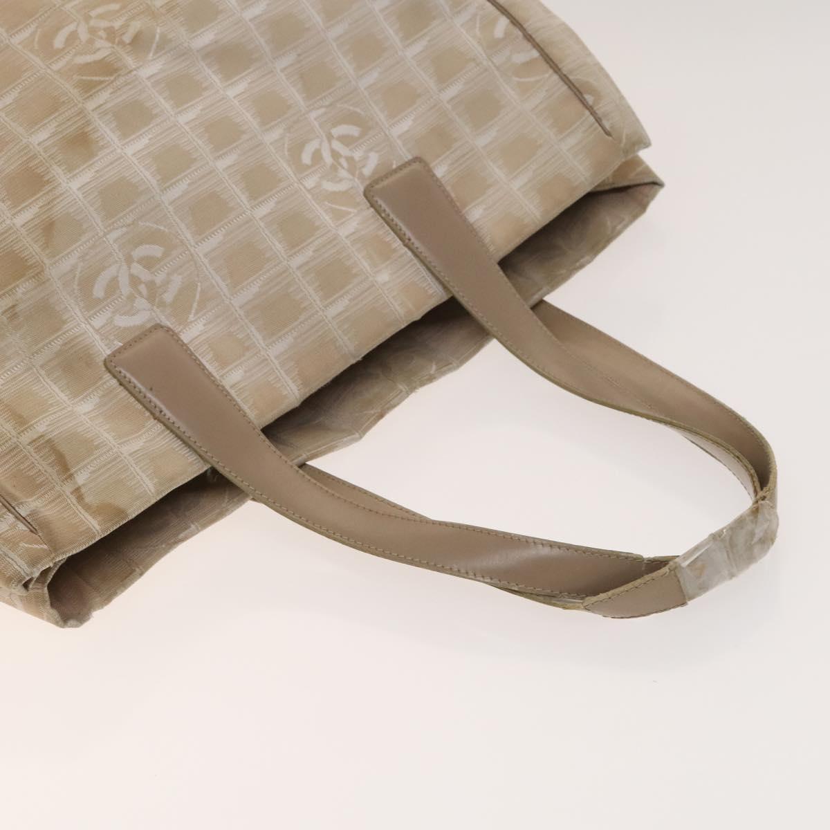 CHANEL New Travel line Tote Bag Nylon 2Set Beige Black CC Auth gh728